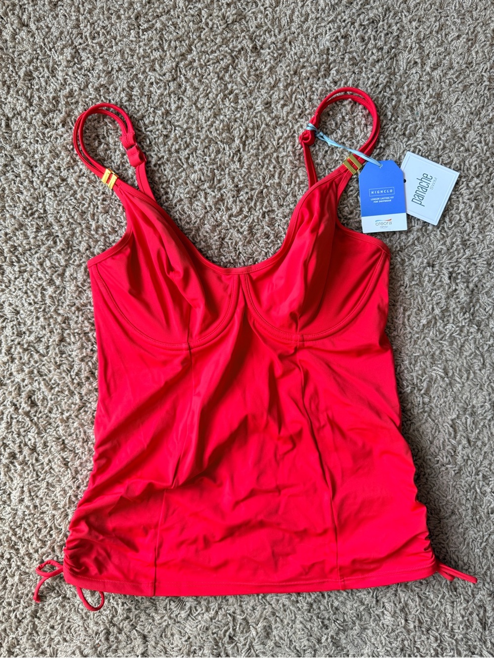 Panache Red Underwire Tankini Top with Adjustable Straps